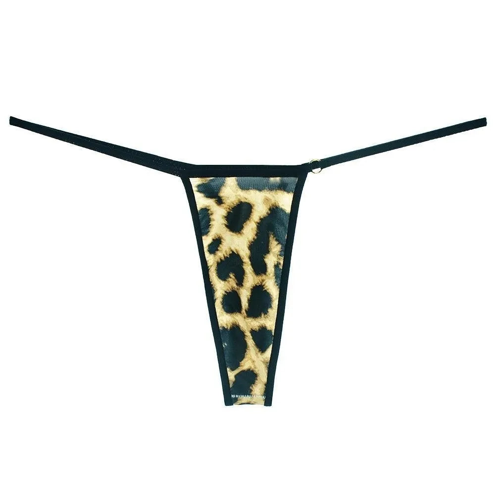 Lingerie Seamless Women Thongs Dots Low Waist T-back Briefs Ice Silk Qme Leopard C L 1pc