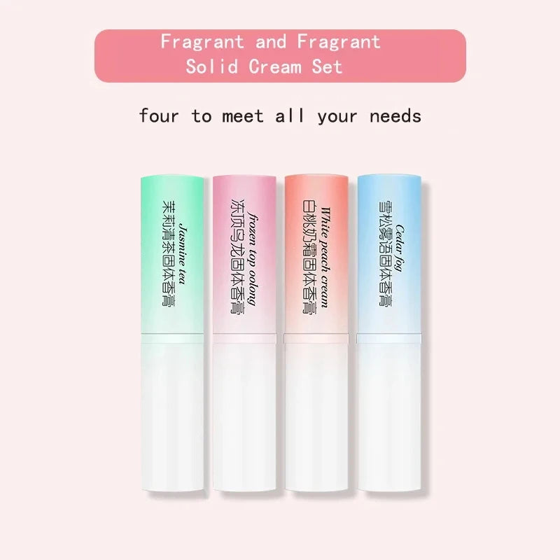 Faint Scent Solid Perfumes Balm Stick for Women Men Anti-perspirant Long Lasting Fragrances Pen Portable Easy-To-Use Deodorants Qme 4Pcs SetB