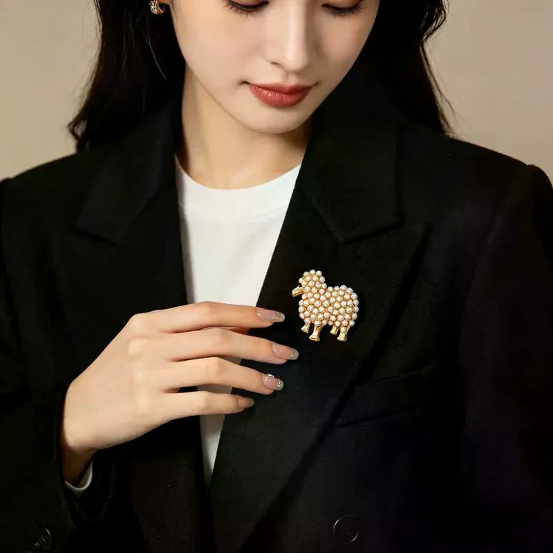 Luxury Animal Pearl Sheep Themed Brooches For Men And Women Jewelry Accessories Wedding Holiday And Party Gifts Qme