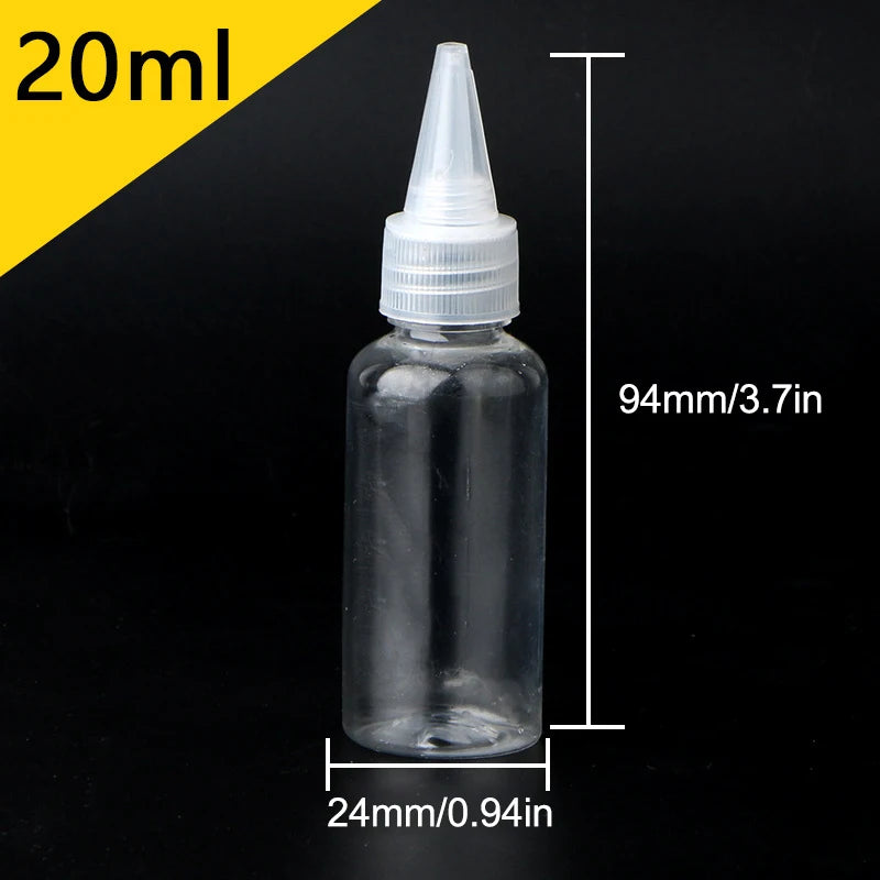 3- Empty Dropper Bottle Transparent Plastic Refillable Nozzle Cap Qme 20ml