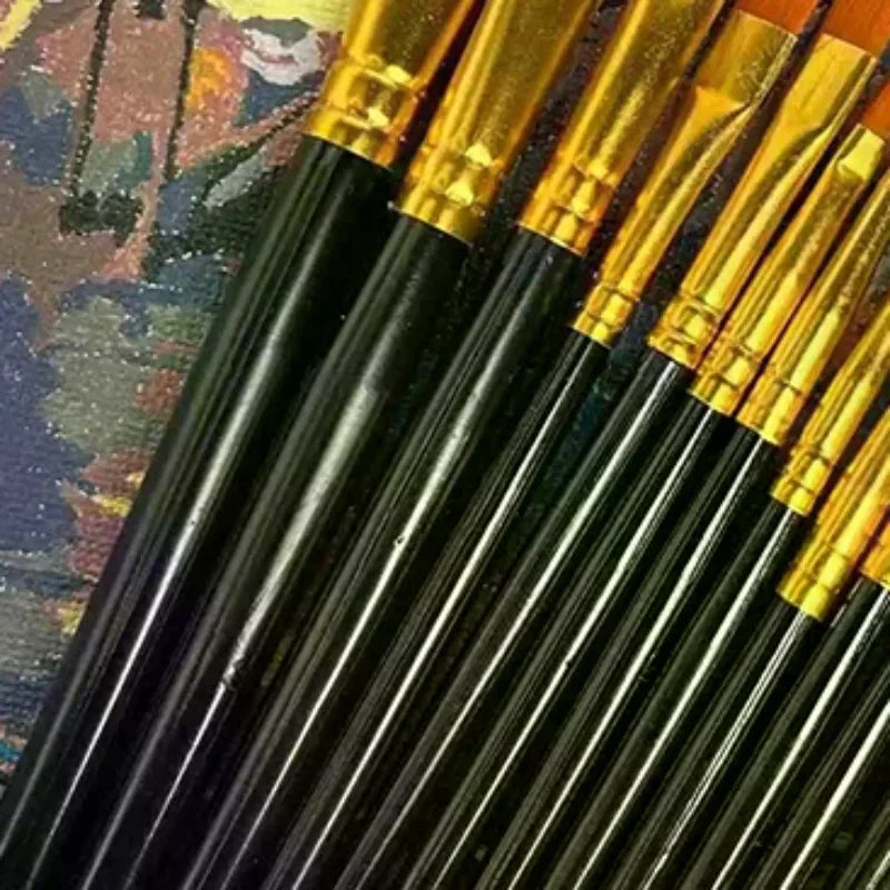 Nylon Bristle Brush Flat Brushes Watercolor Oil Paint Artists Amateur Qme