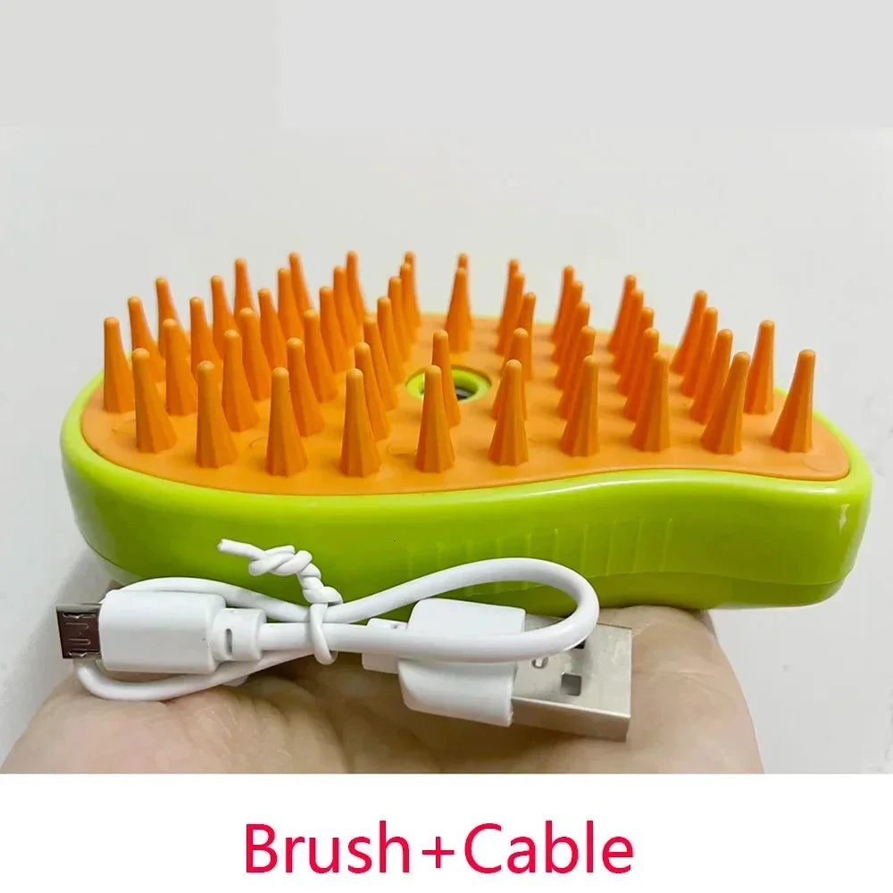Cat Dog Steam Brush Electric Spray Water Kitten Pet Comb Soft Qme Green