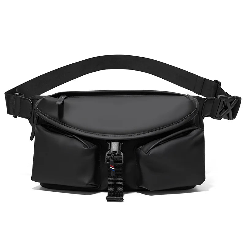 Lightweight PU Waterproof Crossbody Bag Stylish Street Commute Sling Qme black