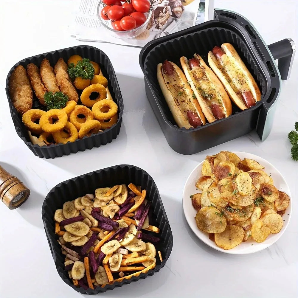 Reusable Air Fryer Silicone Liners Square Non Stick Basket Mat 4-7QT Qme
