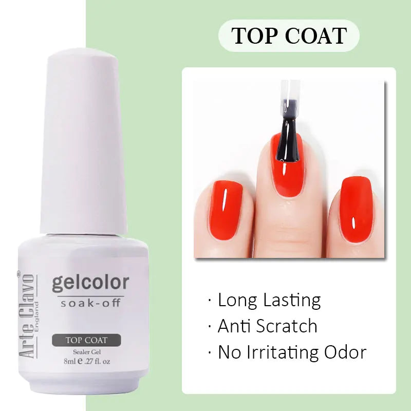 Arte Clavo Red Glitter Gel Nail Polish Yellow Holographic Spring Qme Top Coat