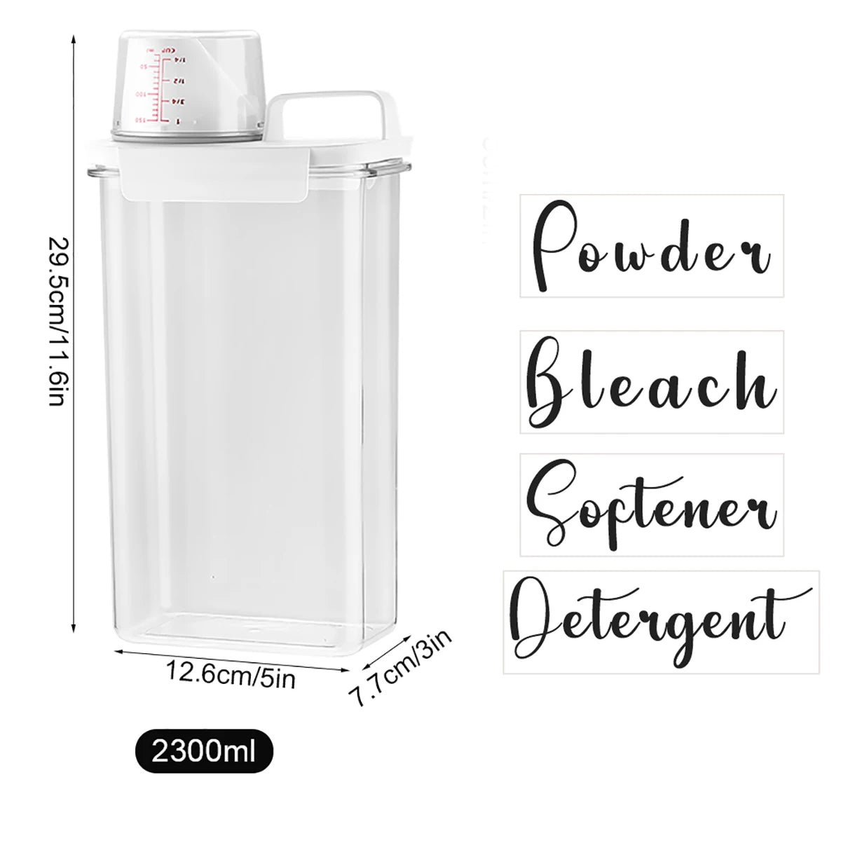 Laundry Detergent Dispenser for Laundry Room Orgnization and Storage 1100/1800/2300ml Laundry Powder Softener Container Qme 2300ml