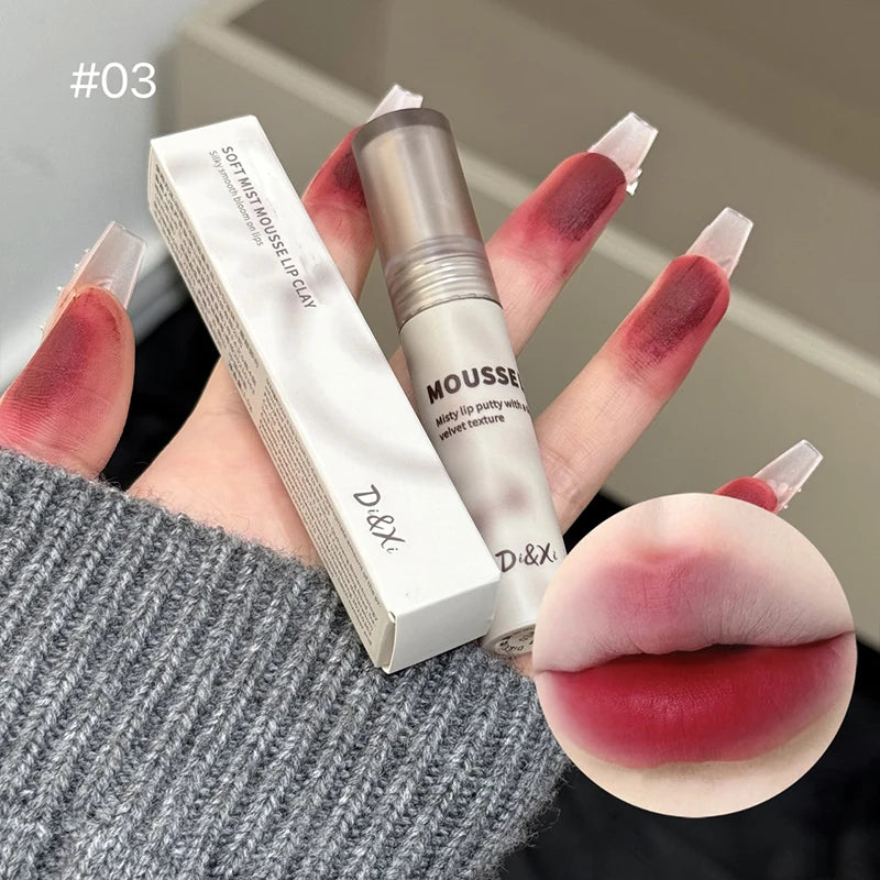 Gothic Matte Black Lip Mud Waterproof Lasting Lipstick Nude Brown Qme NO.D28-3