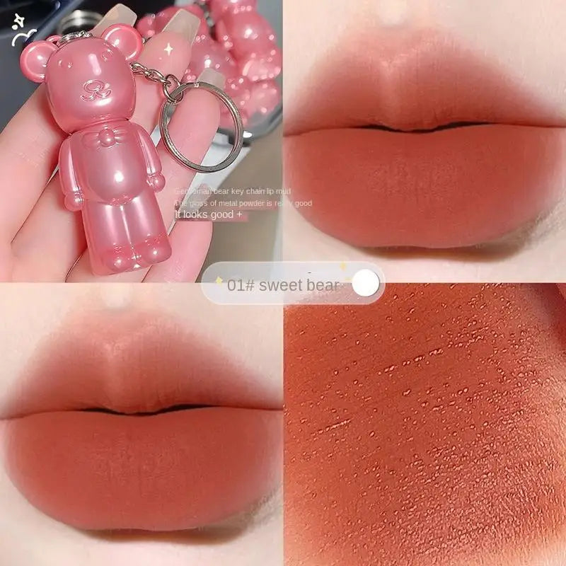 ZVEV Bear Lip Mud Matte Foggy Velvet Glaze Lipstick Keychain Pendant Qme A8-300-01