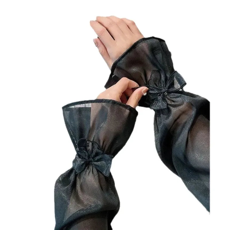 Bow Ice Sleeve Sunscreen Driving Aromatic UV Loose Large Horn Arm Qme