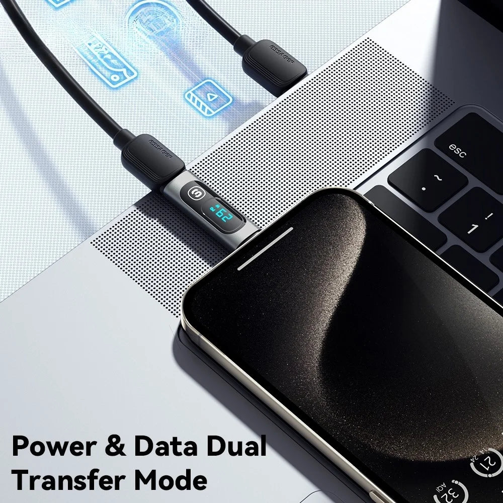 PD to USB C 240W OTG Adapter Fast Charging with Digital Display 480Mbps Data Transfer OTG Connector for iPhone Macbook Samsung Qme