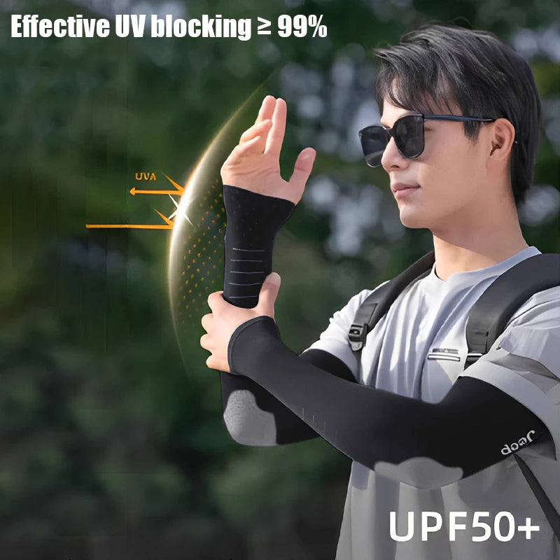 Ice Sleeves Men's Sun Protection UV Long Loose Summer Sports Cycling Qme