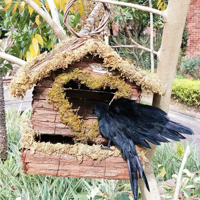 Black Feathered Crows Lifelike Simulation Artificial Crow Raven Model Qme