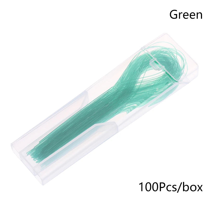 Dental Floss Threader Traction Line Oral Crown Brace Bridge Implant Qme Green