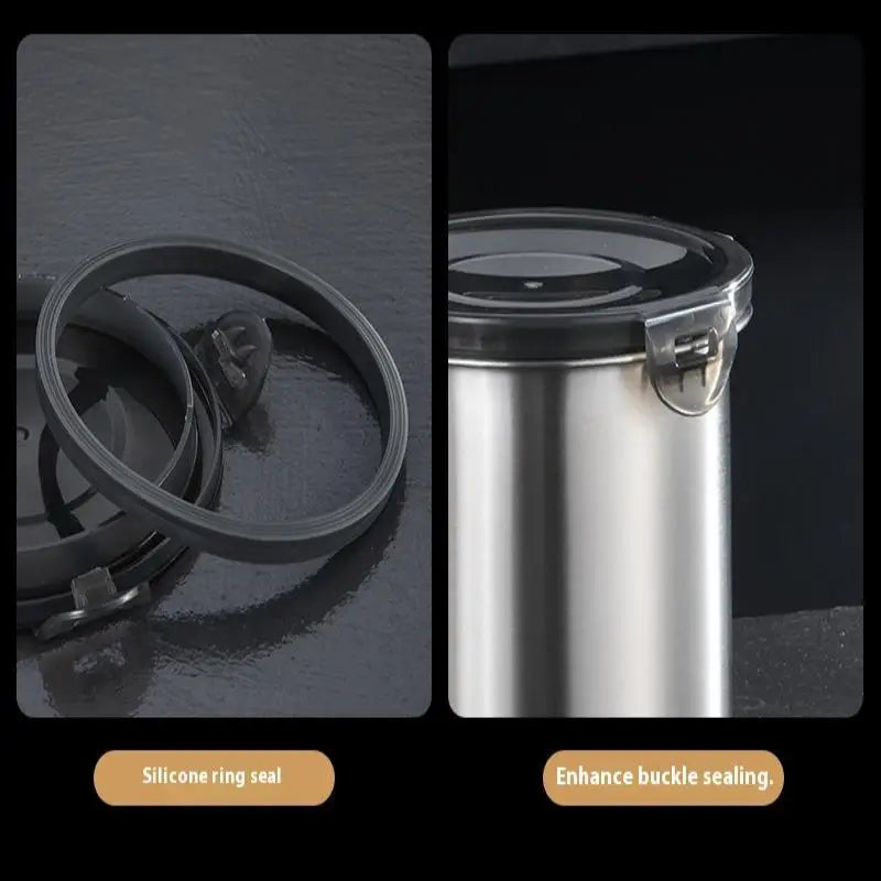 Storage Jars 500/900/1400ml Stainless Steel Sealed Container Jar Kitchen Barrel Organizer For Fresh Grain Vegetable Coffee Qme