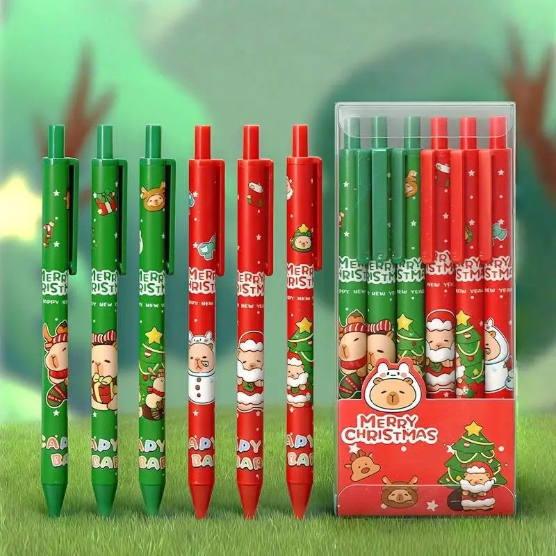 Cute Christmas Capybara Pens Cartoon Santa Claus Snowman Elk Pressing Qme