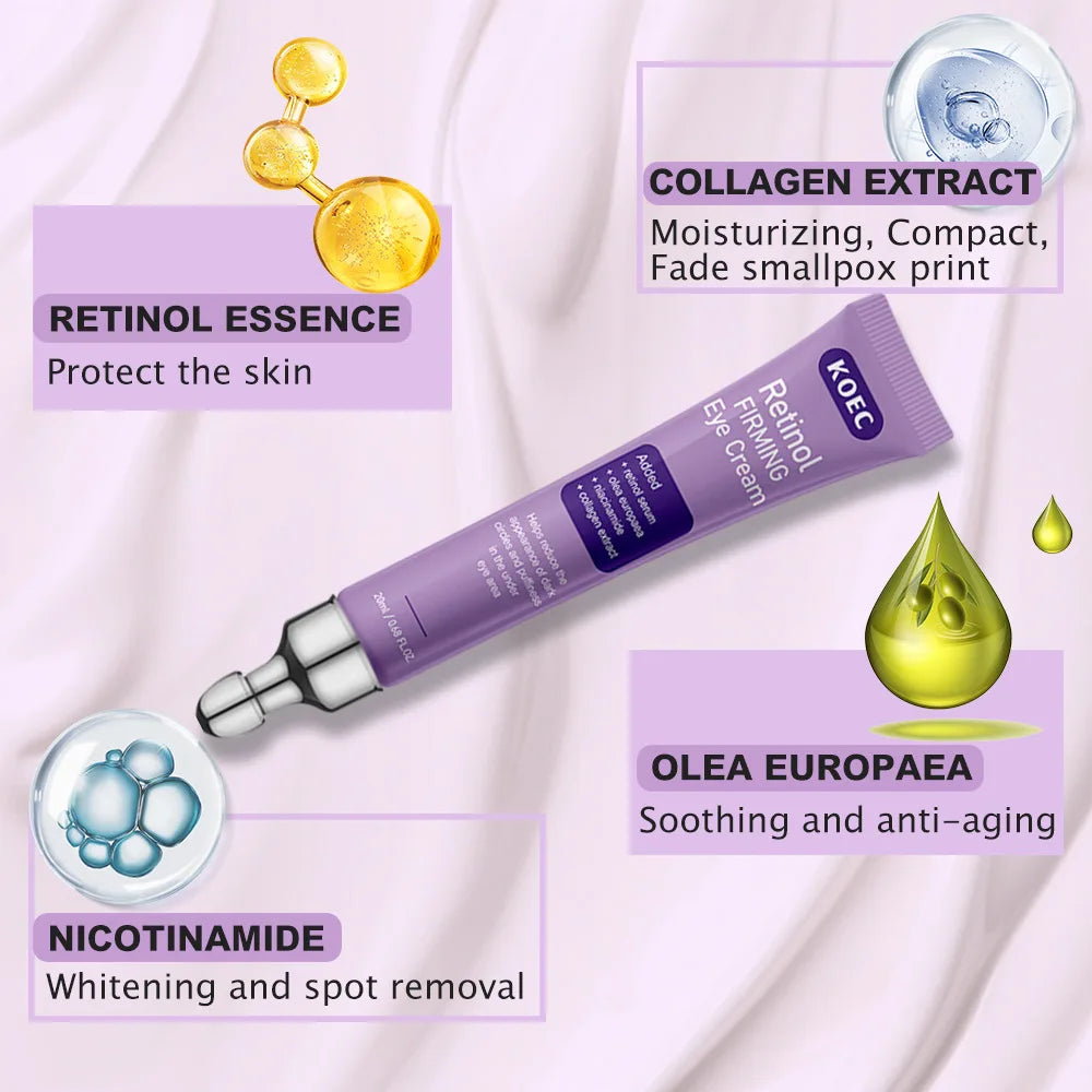 Retinol Firming Eye Cream Reduce Wrinkle Nourishing Faded Dark Circles Improve Eye Bags Puffiness Collagen Niacinamide Cream ﻿ Qme