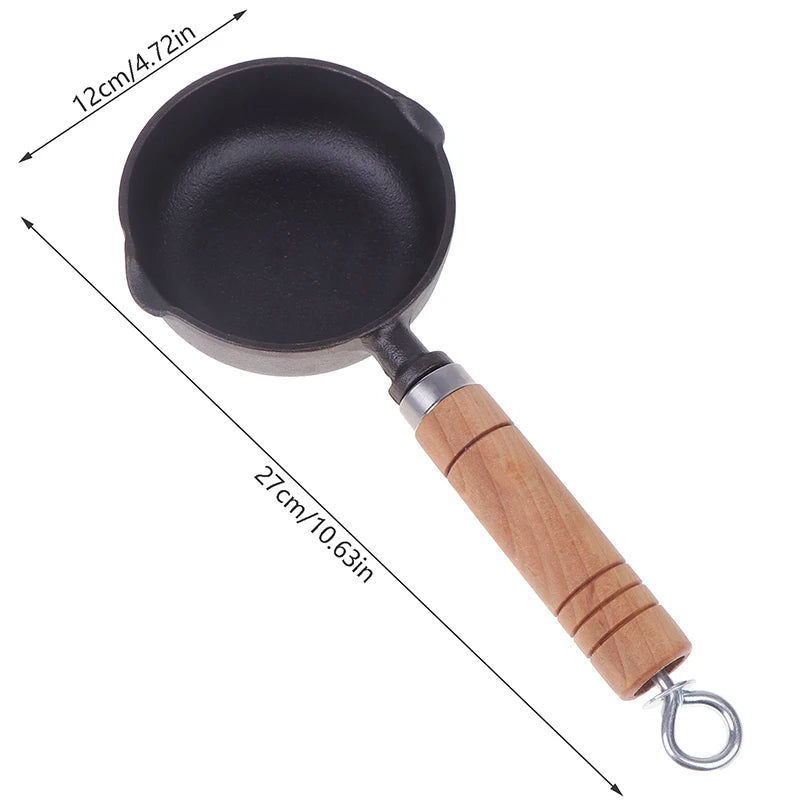 1Pc 12CM Cast Iron Mini Egg Frying Pan With Pour Spout Nonstick Milk Pan Butter Melting Pot Gas Stove Induction Cooker Universal Qme 1pc