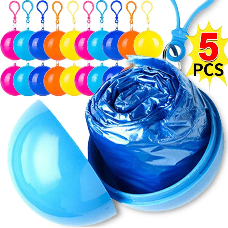 Portable Mini Raincoat Disposable Rain Coat Thicken Rain Ponchos Emergency Waterproof Rainwear Cape Keyring Ball Qme