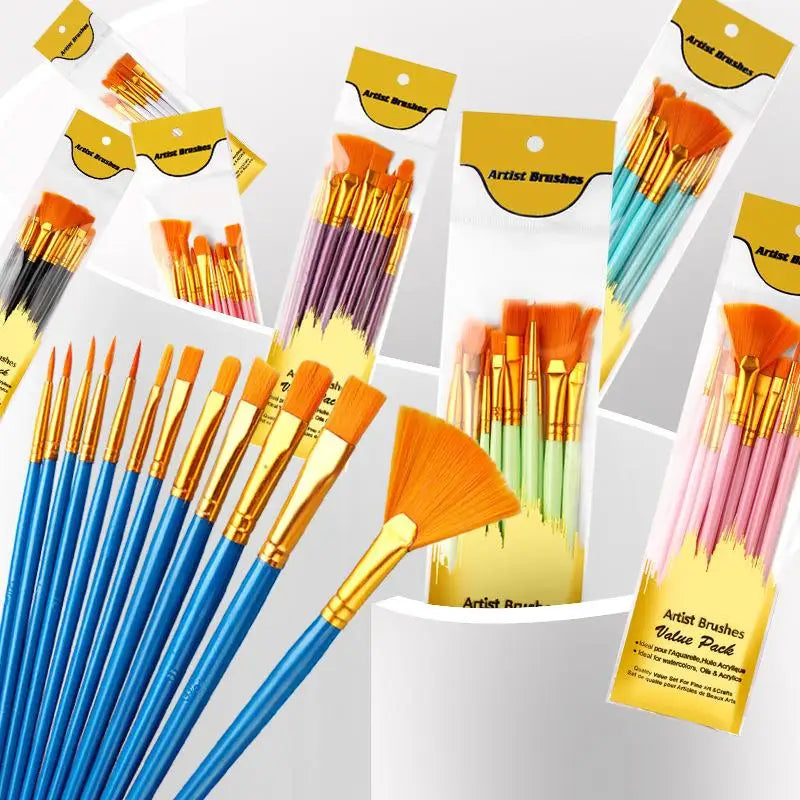 Flat Nylon Bristle Brush Watercolor Oil Paint Fabric Durable Artist Qme