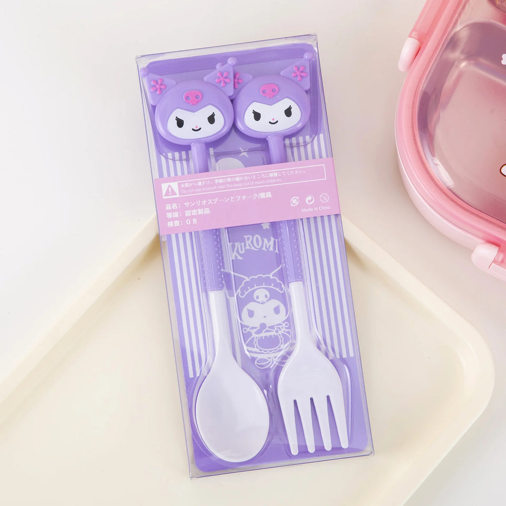Hello Kitty Kuromi Creative Student Fork and Spoon Set Cute Fork and Spoon Set That Won't Hurt Little Mouths Qme 1