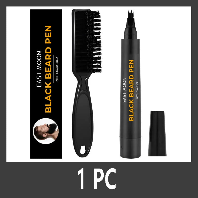 Instant Beard Filler Pen With Brush Comb Disposable Waterproof Moustache Beard Coloring Pen Filling Enhancer Hair Beard Stuffing Qme 1PC