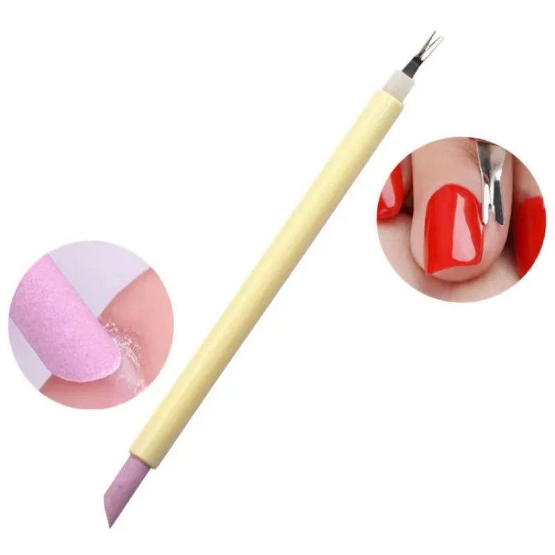 Doublehead Cuticle Trimmer Pusher Dead Skin Remover Nail Art Nipper Qme yellow