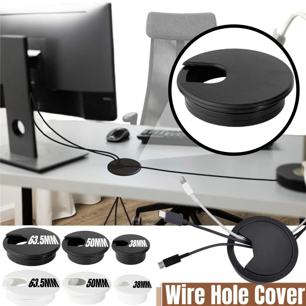 Plastic Wire Hole Cover 1.5/2/2.5 Inch Table Outlet Cable Passing Threading Box Cover Round Office Furniture Desk Organizer Qme