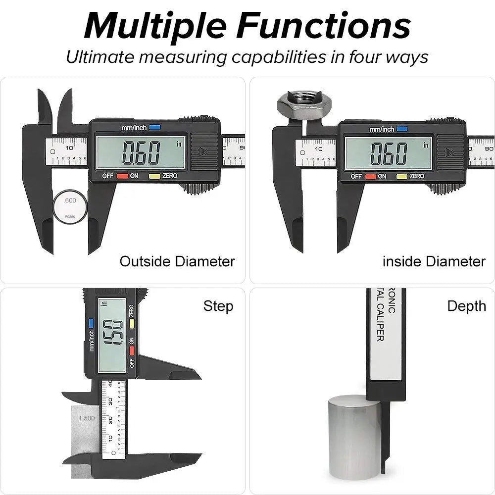 Electronic Digital Caliper Carbon Fiber Dial Vernier Gauge Micrometer Qme