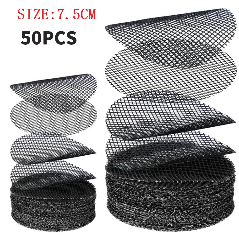 50PCS Flowerpot Gasket Ceramic Black Leakproof Soil Super Large Diameter Breathable Insect-Proof Plastic Circular Mesh Pad Qme 7.5cm 50pcs