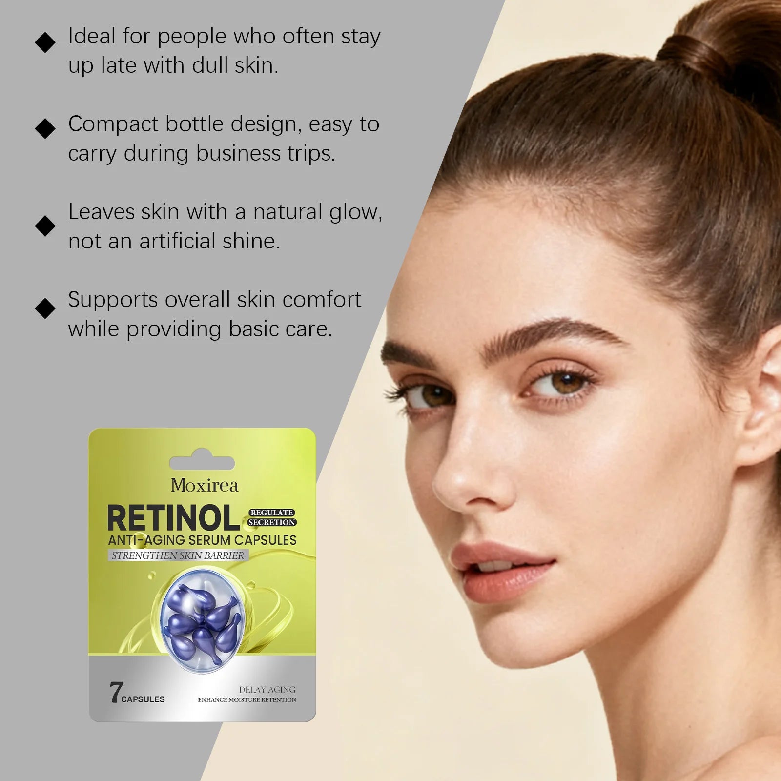 Retinol Serum Reduce Melanin Anti Aging Fade Fine Line Improve Barrier Repair Skin Moisturizing Nourishing Face Essence Capsule Qme