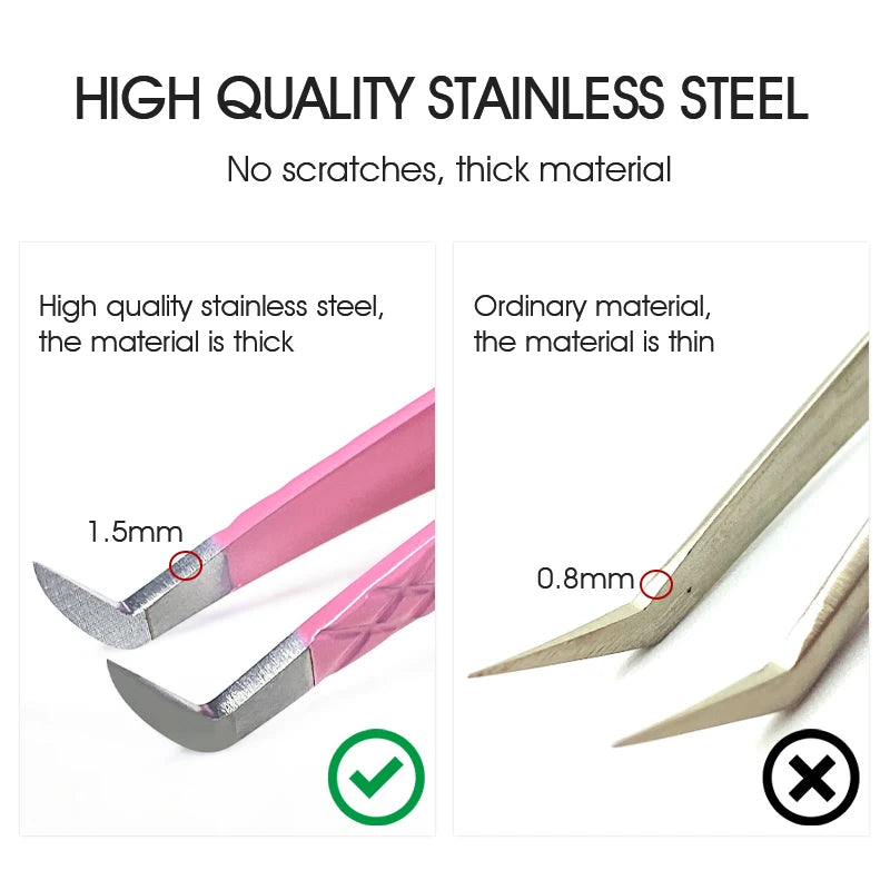NATUHANA Dark Pink Eyelash Extension Tweezers Precision Anti-static Qme