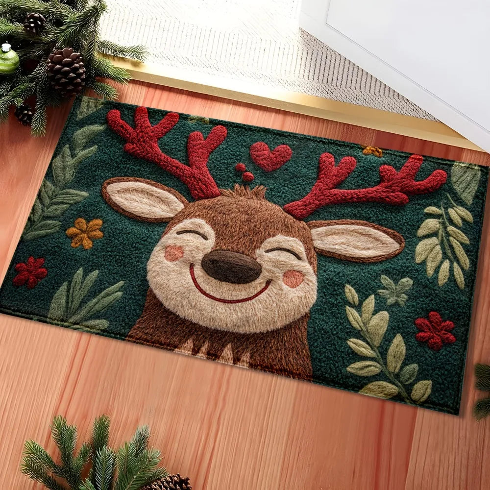 Christmas Doormat Non-slip Santa Claus Design Indoor Outdoor Use Home Qme