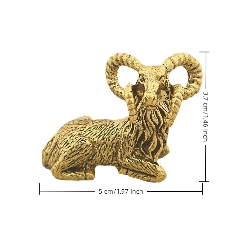 Giant Horned Antelope Copper Cast Goat Ornament Vintage Aged Brass Sheep Office Desk Entryway Ruler Craft Qme a