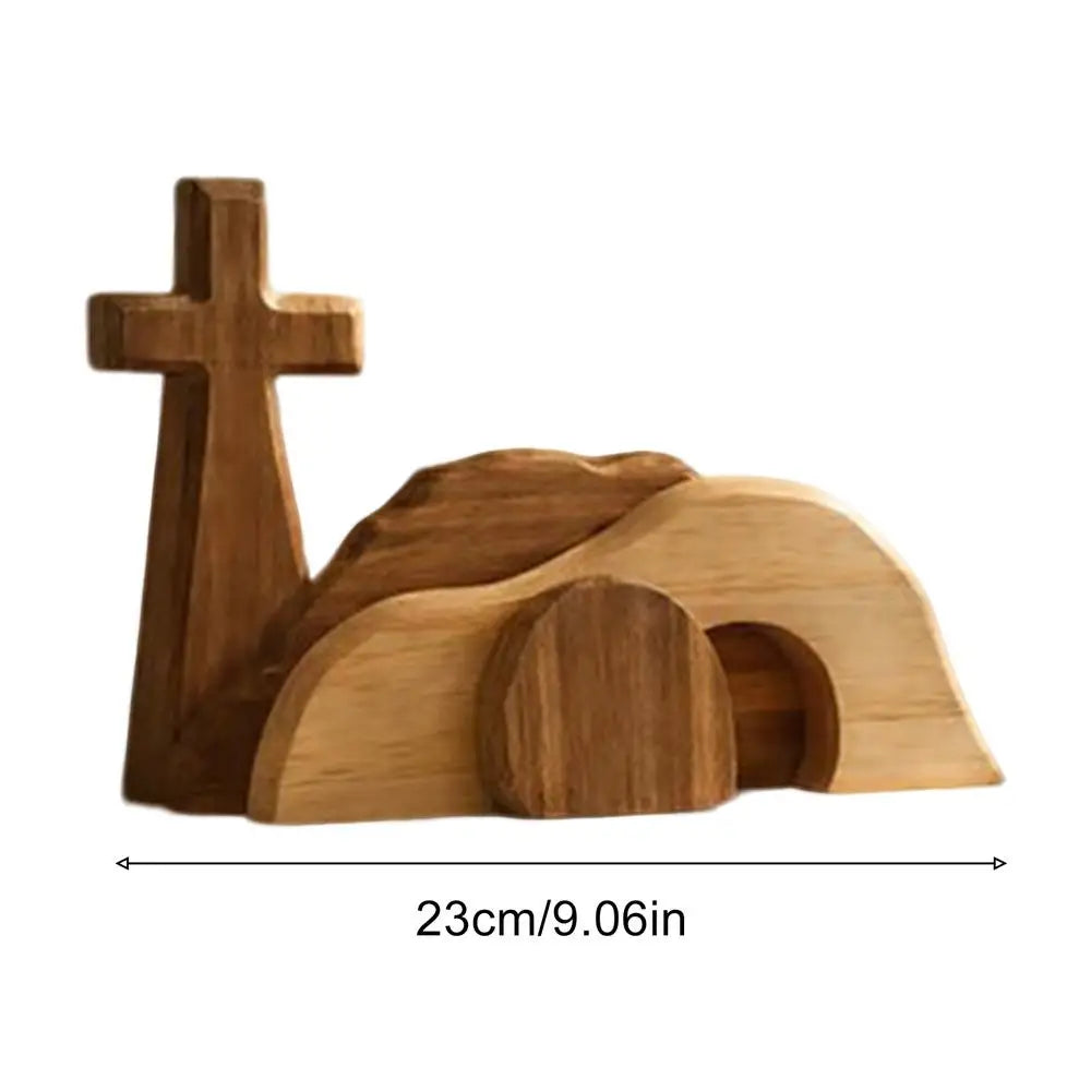 2026 Empty Tomb Decor Wooden Tabletop Ornaments Easter Tomb Display For Home Church Mantle Shelf Desk Family Holiday Spring Qme as shown