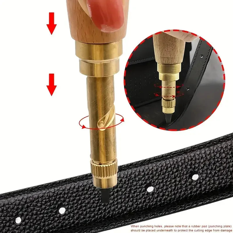 Manual Hard Alloy Rotary Punch Tool,Interchangeable Rotary Punch Set for Watch Straps, Belts, Bags & DIY Crafts Qme