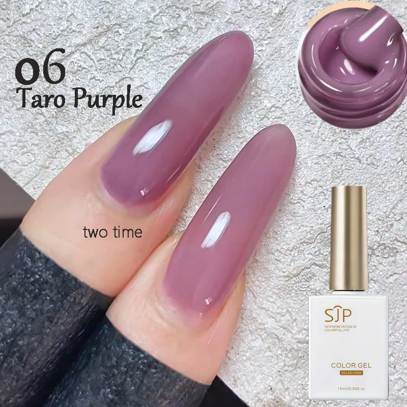 1 Jelly Gel Nail Polish Crystal Brown DIY Translucent Art Permanent Qme 06