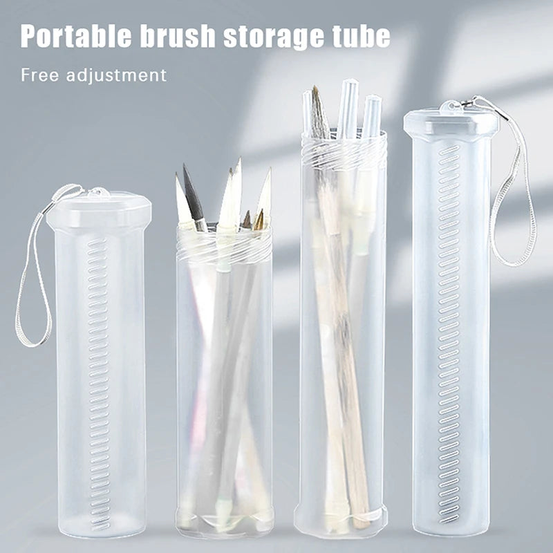 Transparent Abs Telescopic Pen Holder Art Painting Brush Pencil Qme