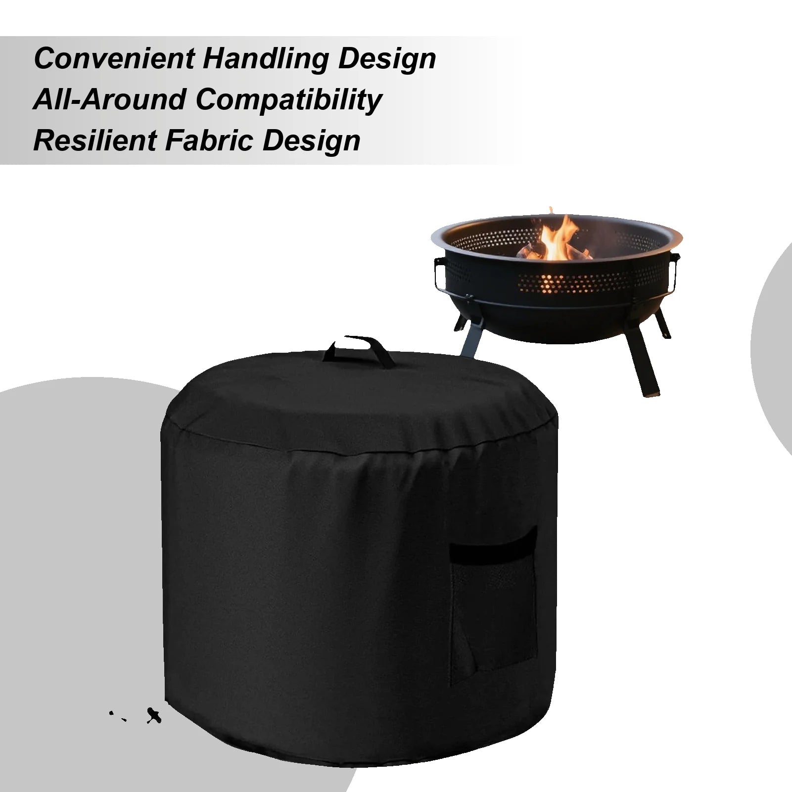 Fire Pit Cover Waterproof Outdoor Round Weatherproof Oxford Fabric Qme