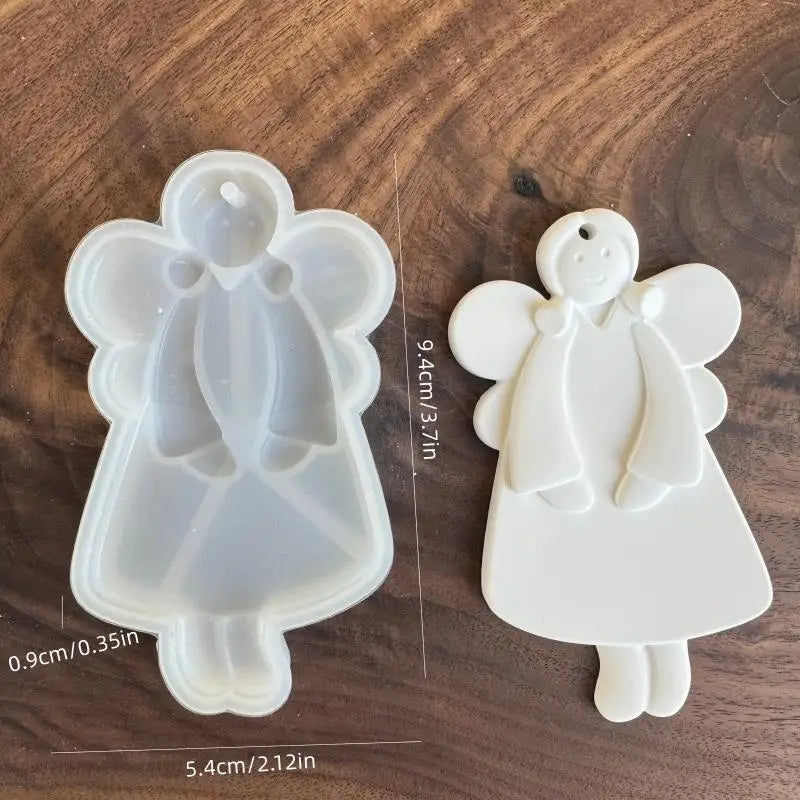1Pcs Christmas Tree Hanging Ornament Plaster Concrete Resin Mould DIY Angel Love Girl Silicone Mold Girl Craft Supplies Qme A6