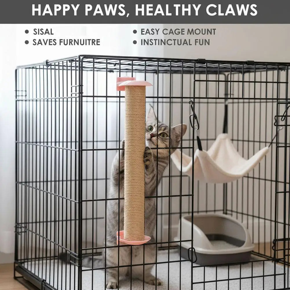 Cat Scratching Sisal Pillar Wood Wall Mounted Kitten Scratcher Tree Qme