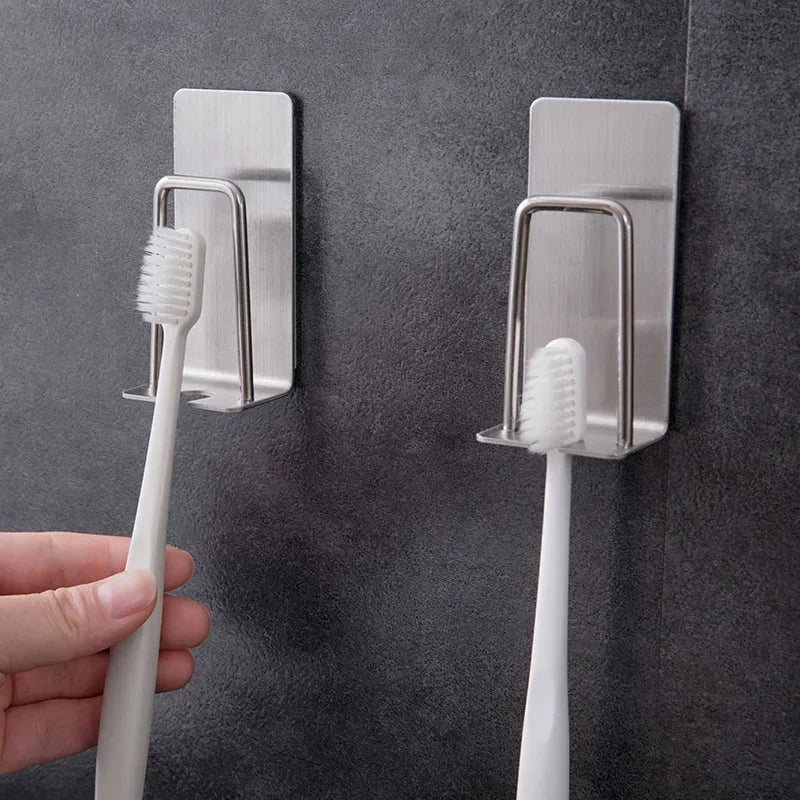 1/2 pcs Stainless Steel Toothbrush Holder Shaver Cup Wall Mount Toothbrush Storage Rack Bathroom Accessories Set Qme