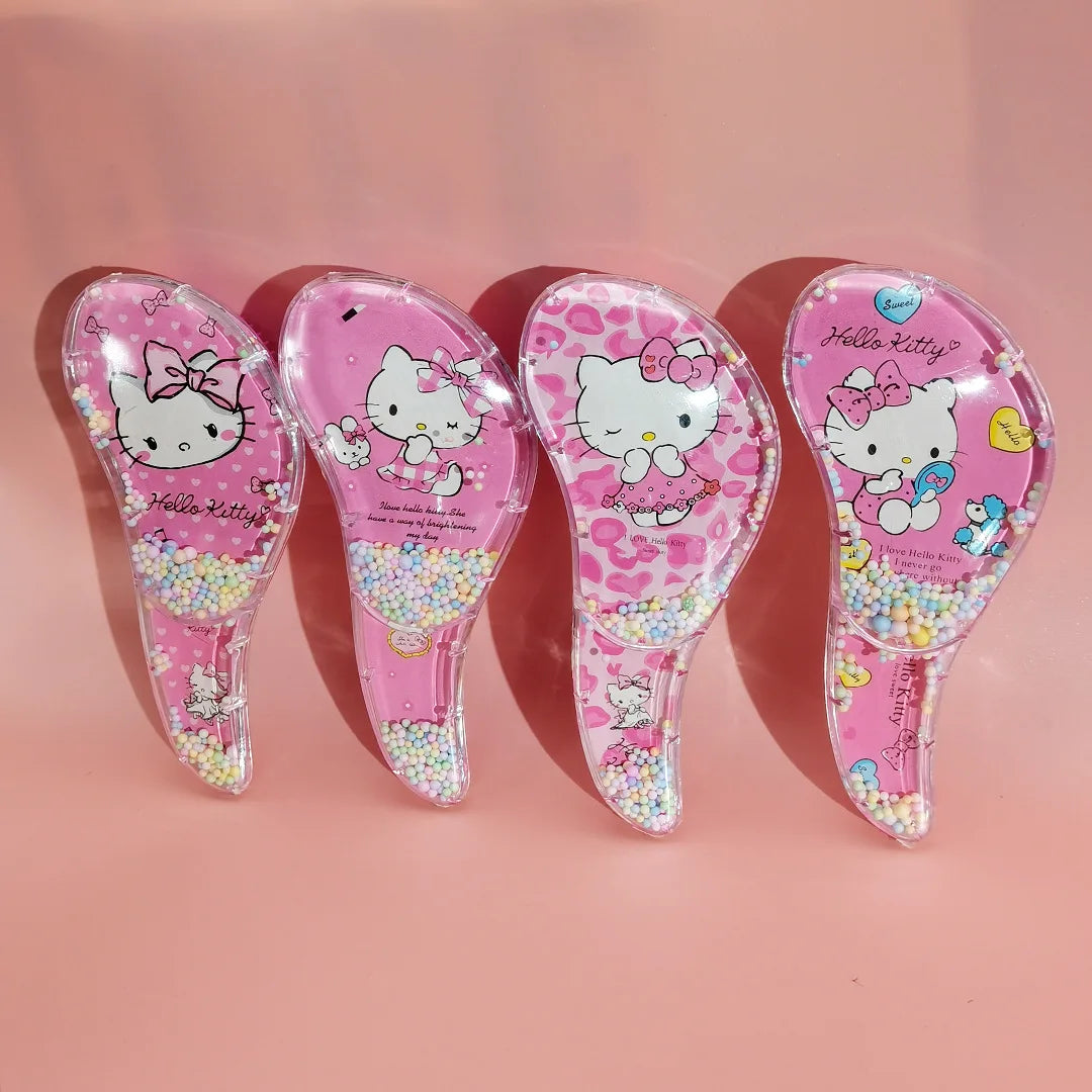 Hello Kitty Kuromi S-Shaped Transparent Cartoon Comb Student Anti-Tangle Massage Comb Hair-Smoothing Plastic Hair Comb Qme 009Random Style