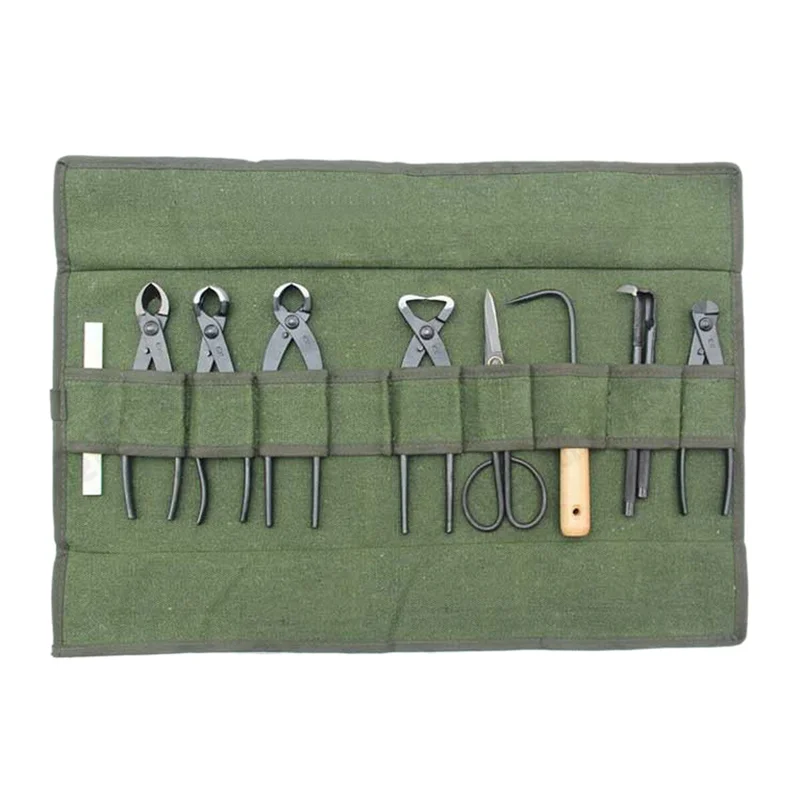 A02F-3Pcs 600X430mm Japanese Bonsai Tools Storage Package Roll Bag Canvas Tool Set Case Qme