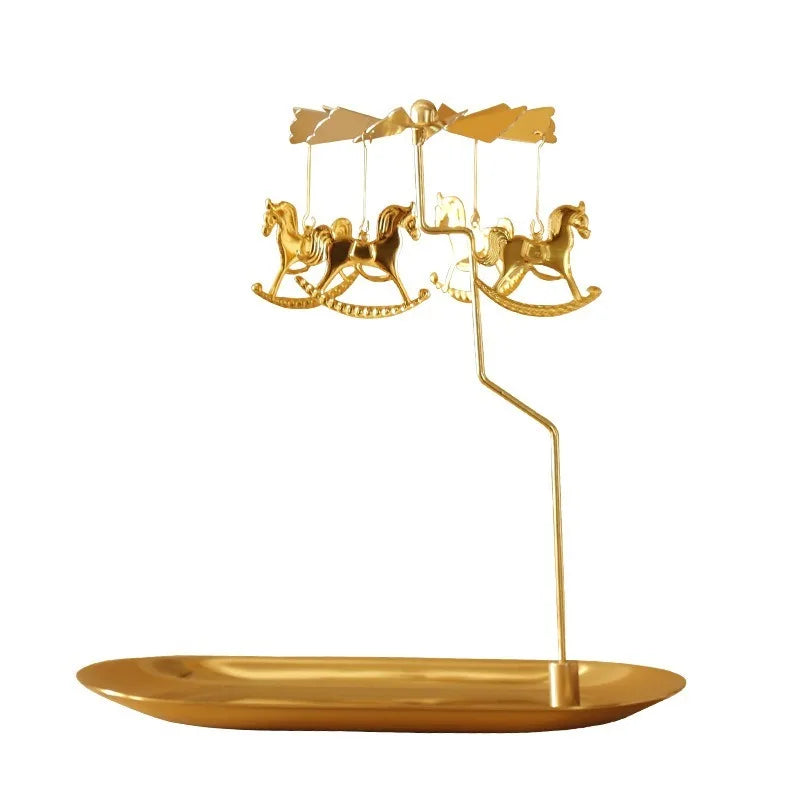Tray Rotating Candlestick Scented Candle Romantic Walk Horse Lamp European Windmill Creative Swing Birthday Wedding Gift Qme