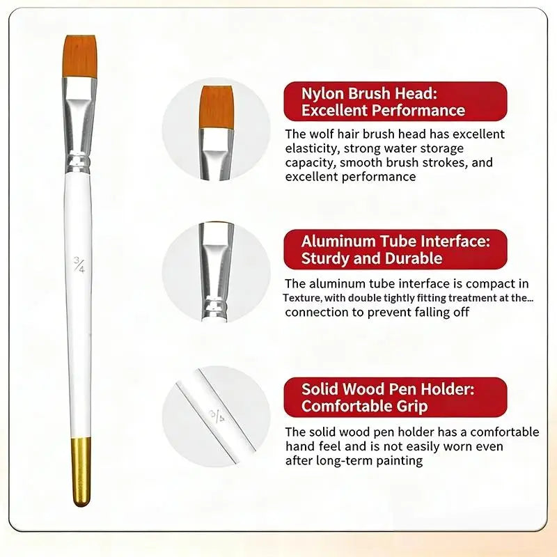 Artist Nylon Paint Brushes Paintbrushes Acrylic Oil Watercolor Qme