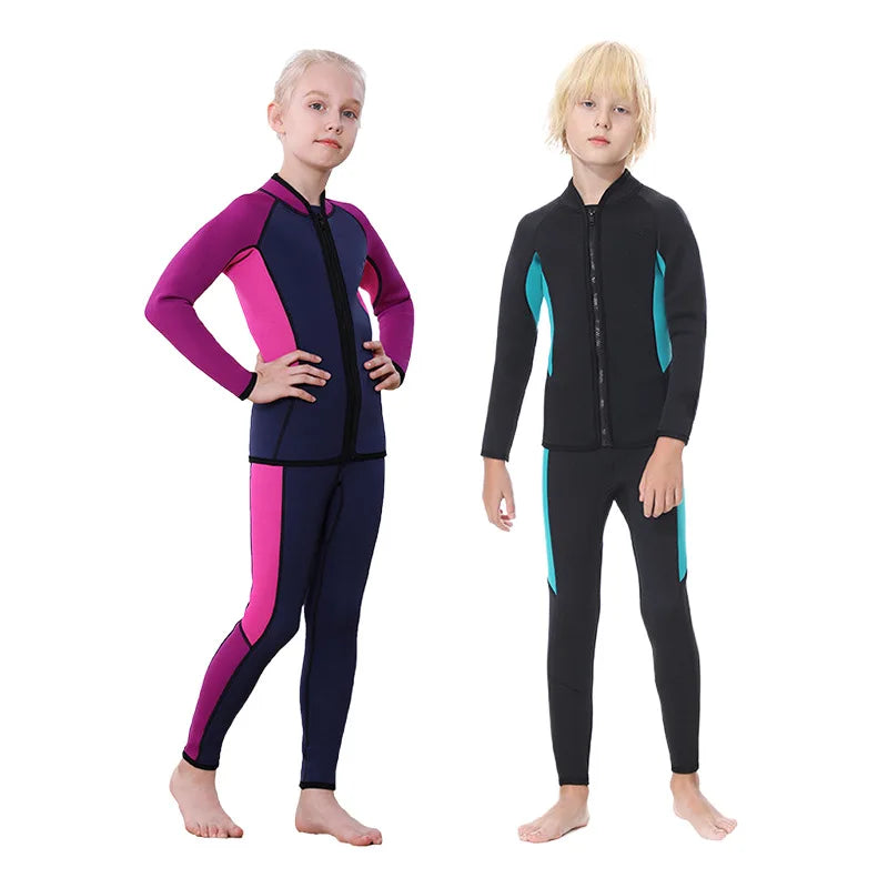 Children's Wetsuit Two-Piece Swimsuit Long Sleeve Surfing Snorkeling Diving Suit Boys Girls Thermal Protection Outdoor Gear Qme