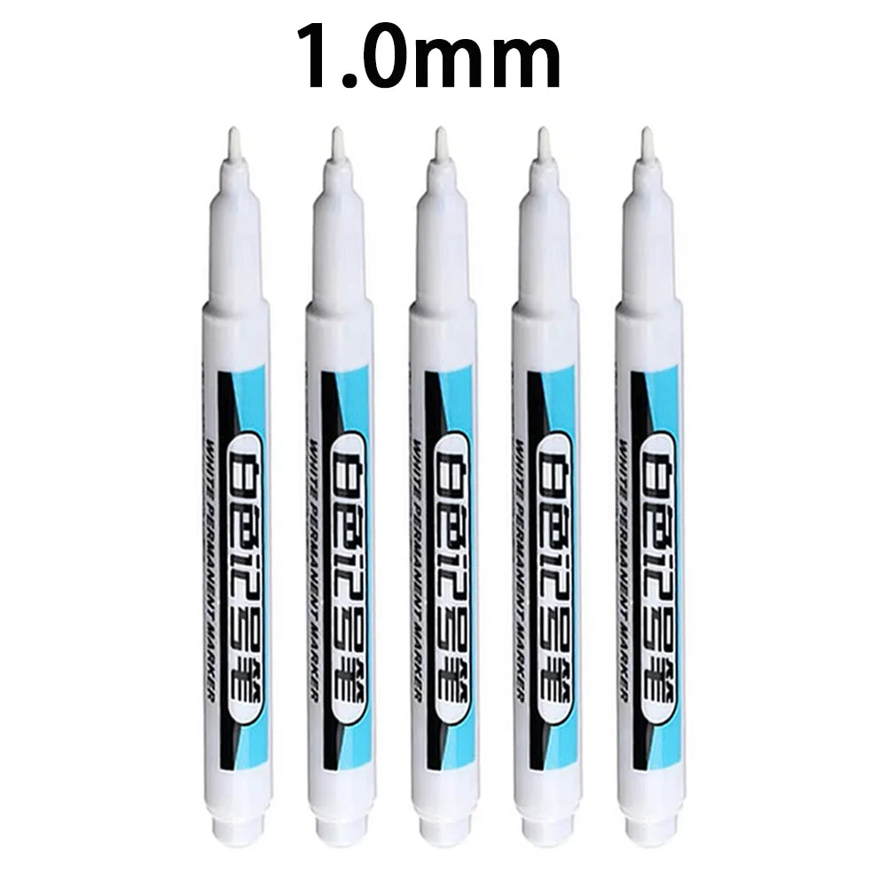 White Marker Pens 0.7/1.0/1.5/2.5mm Oily Waterproof White Gel Pen And Ink DIY Graffiti Markers Stationery Wrting Supplies Qme 1.0mm - 5 Pcs