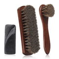 Horsehair Shoe Brush Beech Wood Handle Leather Suede Cleaning Soft Qme 3Pcs