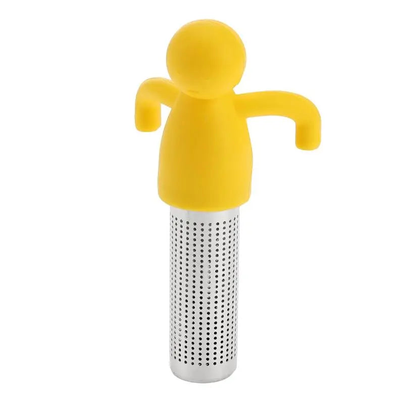 Stainless Steel Creative Human-shaped Tea Infuser Kitchen Home Use Qme one size Yellow