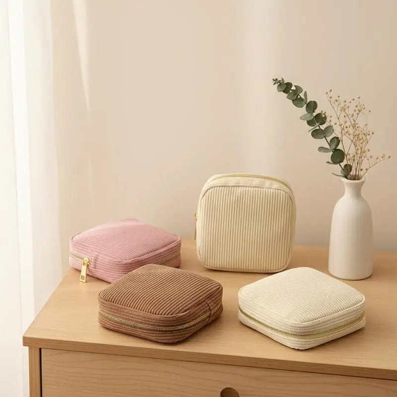 Makeup & Sanitary Napkin Case, Portable Travel Organizer for Lipstick,Small Storage Bag for Women & Girls Qme